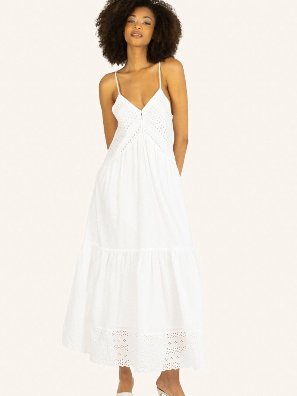 NWT Super Natural Daniella White Cotton Eyelet Maxi Dress Sz S Bridal